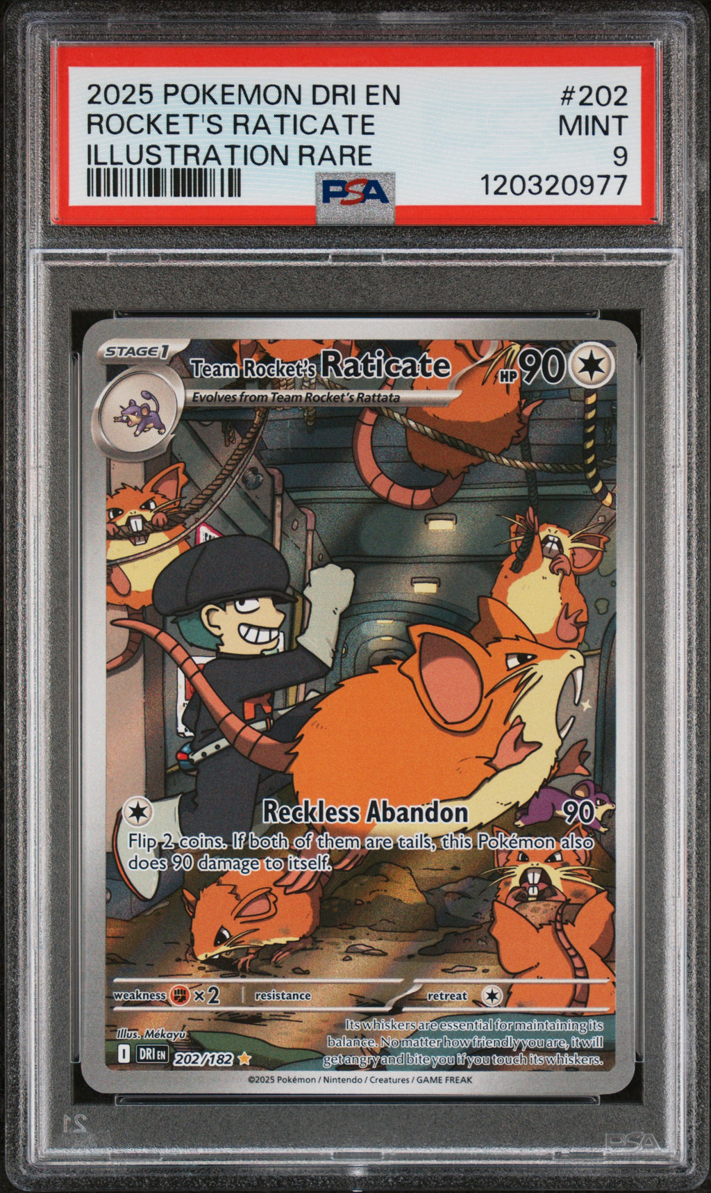 PSA 9 - Team Rocket's Raticate #202 - Destined Rivals